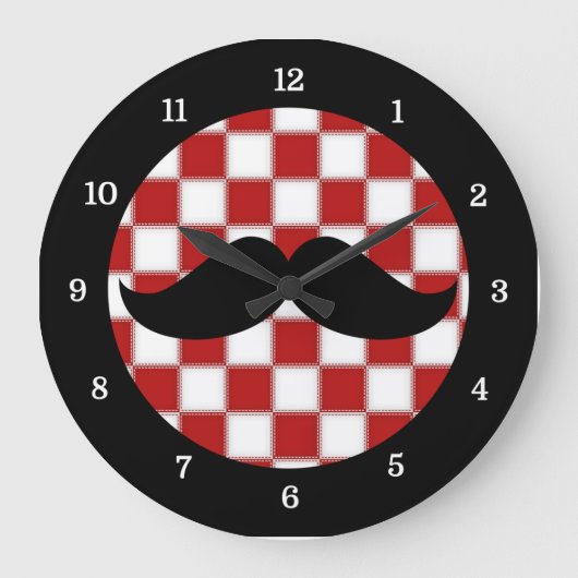Fat Chef Mustache Clock Grote Klok (Voorkant)