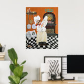 Fat Chef pizzableau kunst aan de muur Poster (Thuiskantoor)