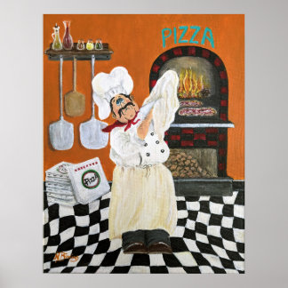 Fat Chef pizzableau kunst aan de muur Poster