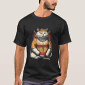 Fat Cute Cat Japanese Samurai Sumo Animal 1 T-shirt (Voorkant)