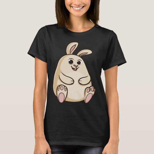 Fat Cute Chubby Rabbit Bunny T-shirt (Voorkant)