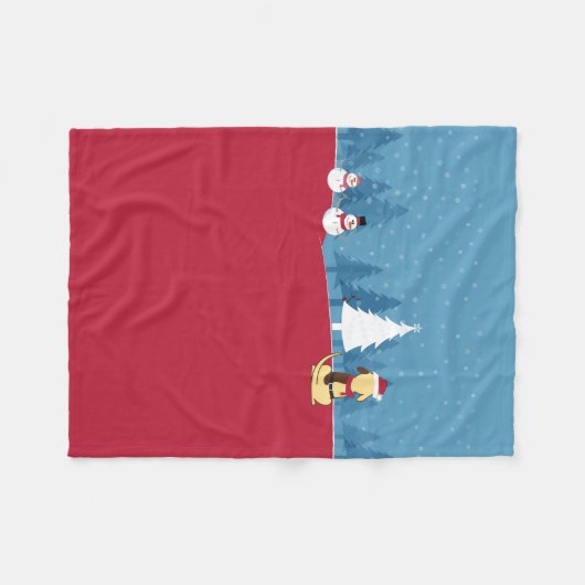 Fat Dog kerstdeken scène Fleece Deken (Voorkant (Horizontaal))