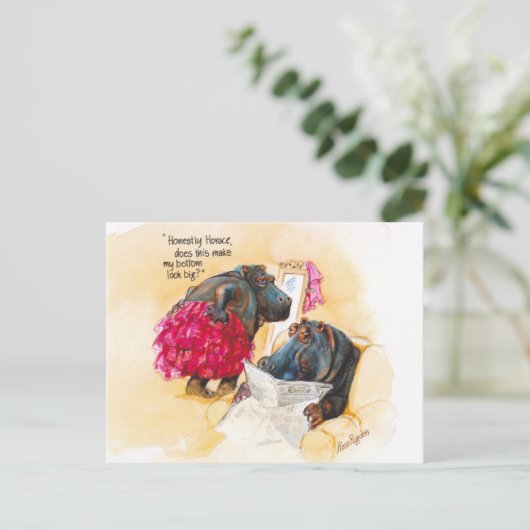 Fat hippo briefkaart (Staand voorkant)