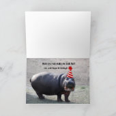 Fat Hippo met Pet Animal Happy Birthday Kaart (Binnen)