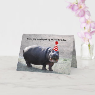 Fat Hippo met Pet Animal Happy Birthday Kaart