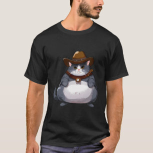 Fat Kitten - Grappige cowboykat T-shirt