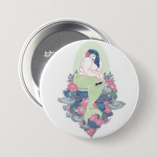 Fat Mermaid Botton Ronde Button 7,6 Cm (Voorkant /achterkant)