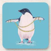 Fat Penguin in Diet Cute Funny Bird Bier Onderzetter (Voorkant)