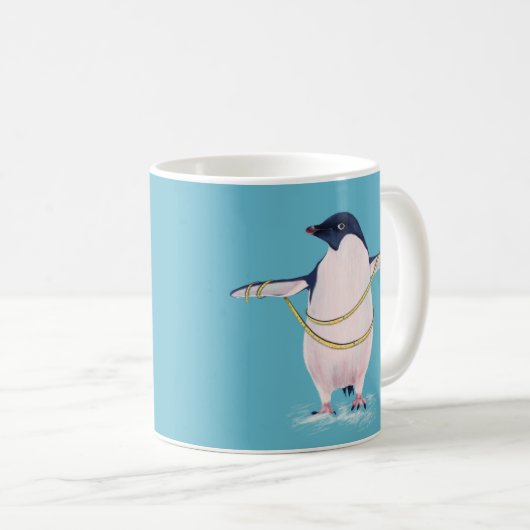 Fat Penguin in Diet Cute Funny Bird Koffiemok (Voorkant rechts)