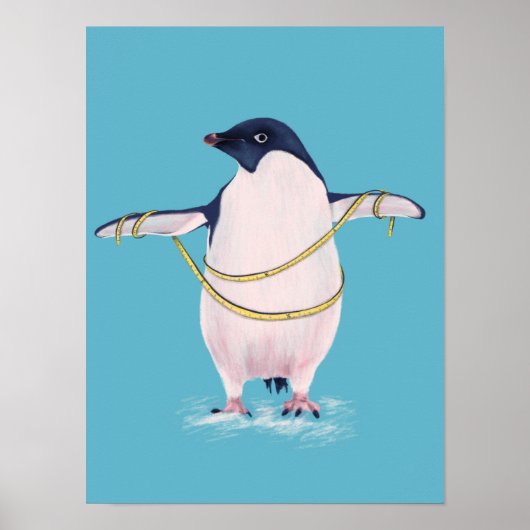 Fat Penguin in Diet Cute Funny Bird Poster (Voorkant)