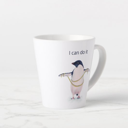 Fat Penguin on Diet Cute Funny Motivatie Latte Mok (Rechterhoek)