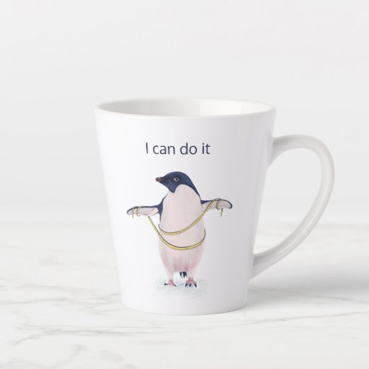 Fat Penguin on Diet Cute Funny Motivatie Latte Mok (Rechts)