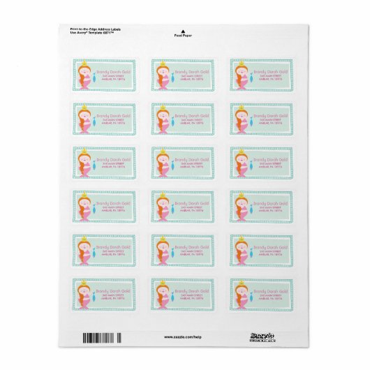 FAT PINK MERMAID Return Address Label (Full Sheet)