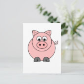 Fat Pink Pig Briefkaart (Staand voorkant)