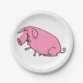 Fat Pink Pig Papieren Bordje (Voorkant)