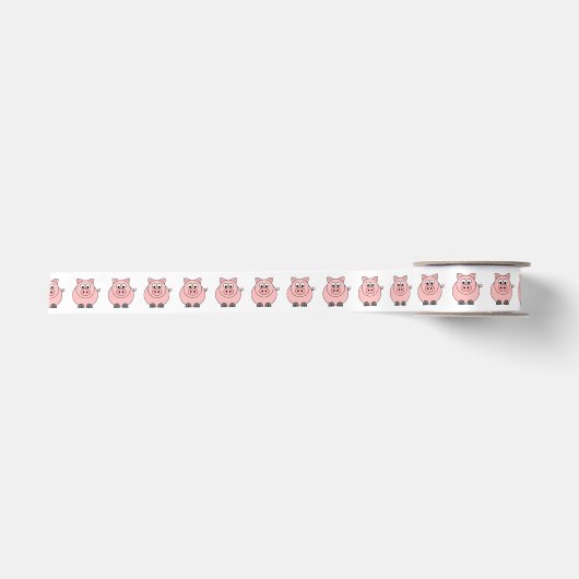 Fat Pink Pig Satijnen Lint (Voorkant)