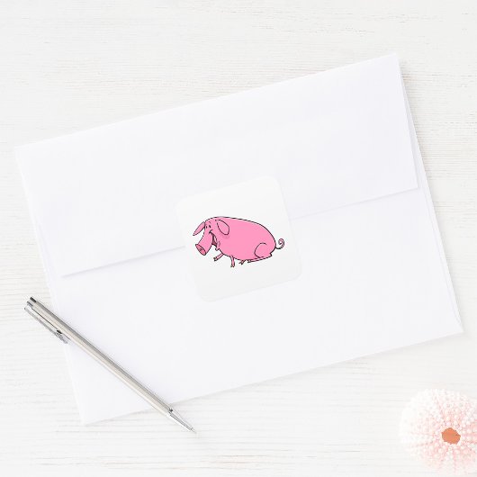Fat Pink Pig Vierkante Sticker