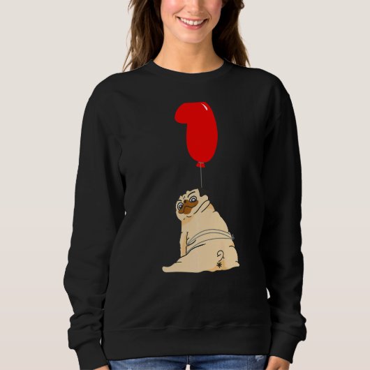 Fat Pug 1e Verjaardag Kinder Balloon Party Trui (Voorkant)