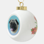 Fat Pug Portret Keramische Bal Ornament (Rechts)