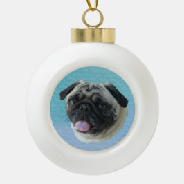 Fat Pug Portret Keramische Bal Ornament