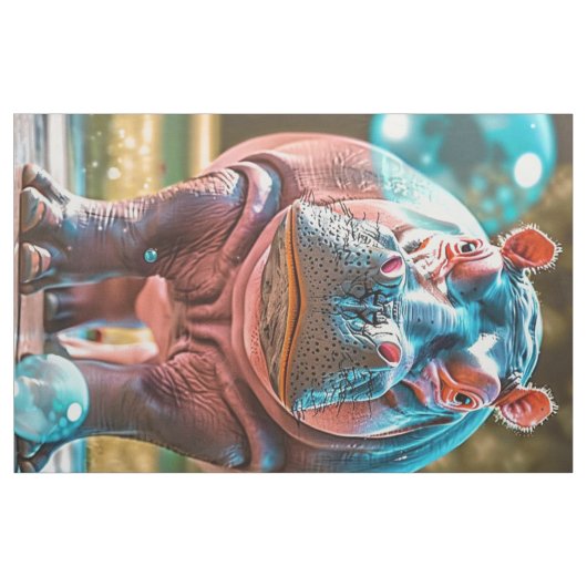 Fat Quarter Whimsical Hippos Bubbles Pink Blue Stof (Fat Quarter)