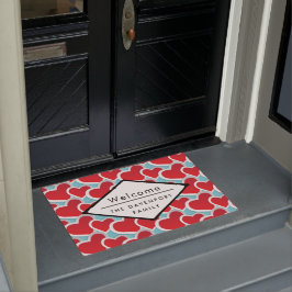 Fat Red Hearts Herhalend Patroon Cute Welcome Deurmat