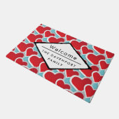 Fat Red Hearts Herhalend Patroon Cute Welcome Deurmat (Schuin)