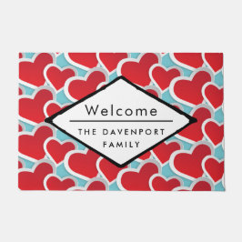 Fat Red Hearts Herhalend Patroon Cute Welcome Deurmat
