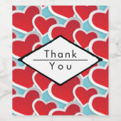 Fat Red Hearts Herhalend Patroonluis Dank u Wijn Etiket (Enkel label)