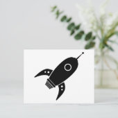 Fat Retro Rocket Shiket Black Briefkaart (Staand voorkant)