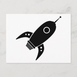 Fat Retro Rocket Shiket Black Briefkaart