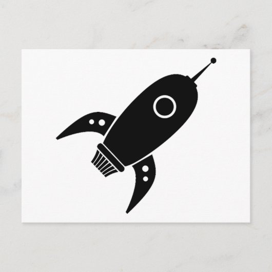 Fat Retro Rocket Shiket Black Briefkaart (Voorkant)