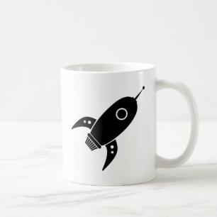 Fat Retro Rocket Shiket Black Koffiemok