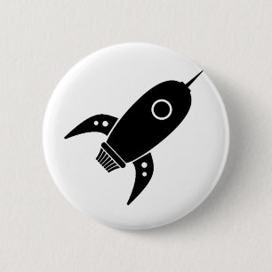 Fat Retro Rocket Shiket Black Ronde Button 5,7 Cm