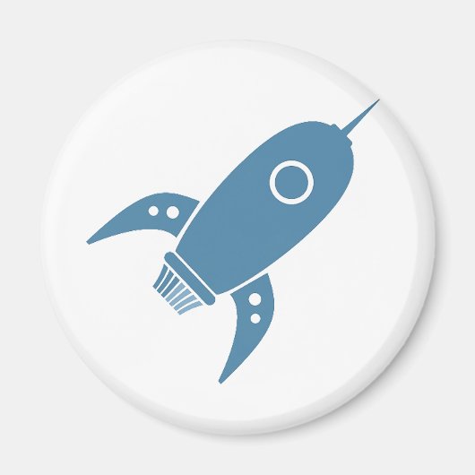 Fat Retro Rocket Shiket Blue Magneet (Voorkant)