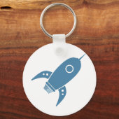Fat Retro Rocket Shiket Blue Sleutelhanger (Voorkant)