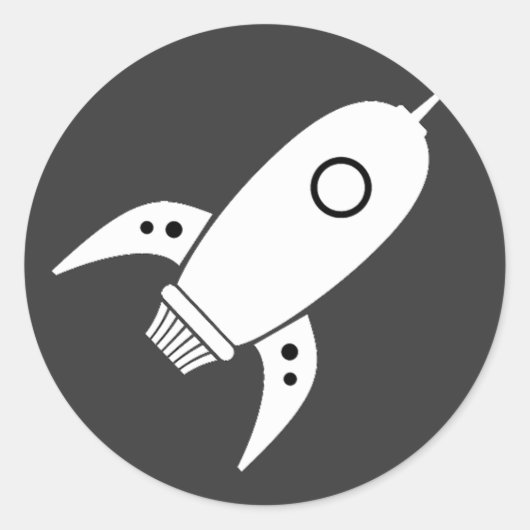 Fat Retro Rocket Shiket White Ronde Sticker (Voorkant)