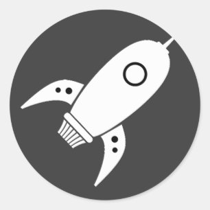 Fat Retro Rocket Shiket White Ronde Sticker