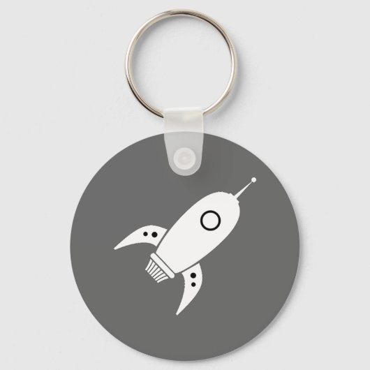 Fat Retro Rocket Shiket White Sleutelhanger (Voorkant)