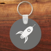 Fat Retro Rocket Shiket White Sleutelhanger (Voorkant)