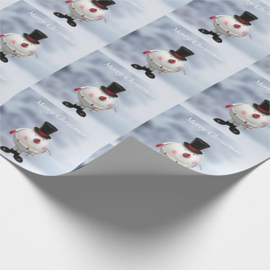 Fat Round Funny Tin Snowman Cadeaupapier (Hoek)