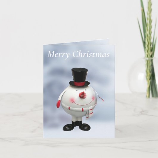Fat Round Funny Tin Snowman Kaart (Voorkant)