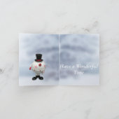 Fat Round Funny Tin Snowman Kaart (Binnen)