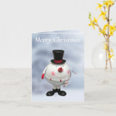 Fat Round Funny Tin Snowman Kaart (Gele Bloem)