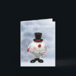Fat Round Funny Tin Snowman Kaart<br><div class="desc">Deze bewerkbare kerstkaart is voorzien van een grappige,  zeer ronde sneeuwpop,  compleet met bovenste hoed,  sjaal en wortel. Ideaal voor team met een overeenkomende cadeautas.</div>