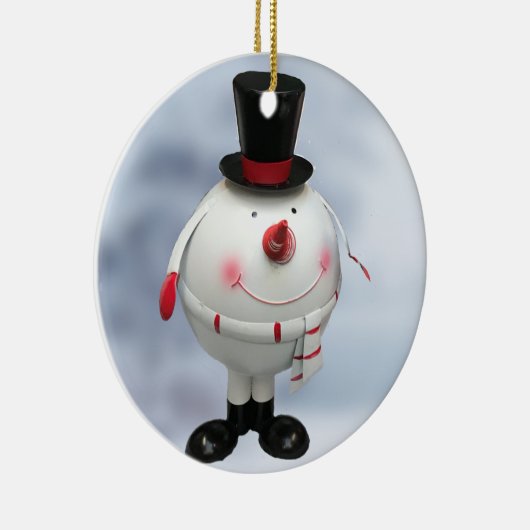Fat Round Funny Tin Snowman Keramisch Ornament (Rechts)