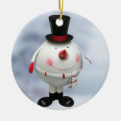 Fat Round Funny Tin Snowman Keramisch Ornament (Voorkant)