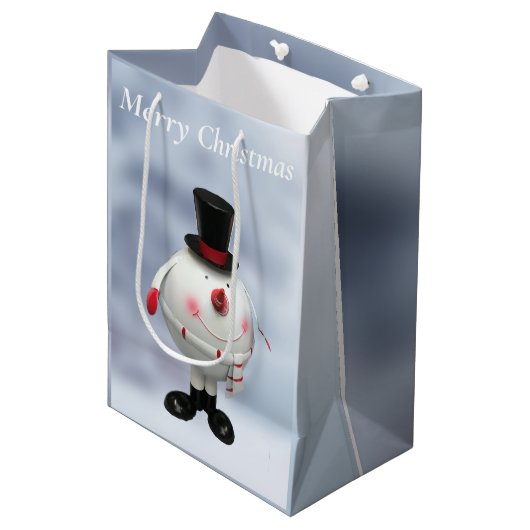 Fat Round Funny Tin Snowman Medium Cadeauzakje (Voorkant Gekanteld)