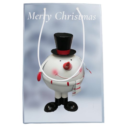 Fat Round Funny Tin Snowman Medium Cadeauzakje (Voorkant)