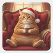 Fat Santa Cat with Hot Chocolate Stickers (Voorkant)